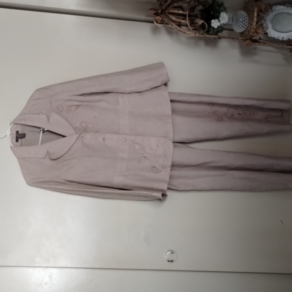 KENAR. WOMEN PANTS & BLAZER SUIT 100% LINEN WIDE LEG PANTS